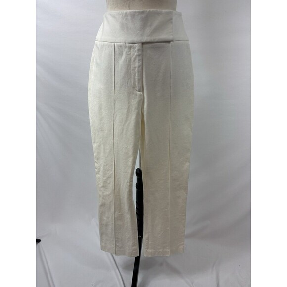 Veronica Beard Jupiter Kick Flare Pants White 8 Wide Waist Band Pin Tucks - Picture 2 of 11